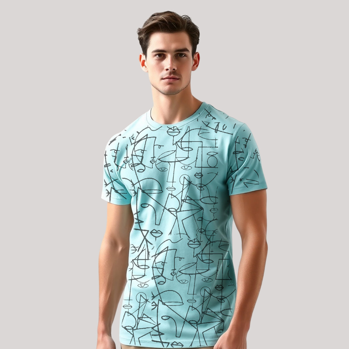 Men's 3-Pack Printed Round Neck Cotton T-Shirts