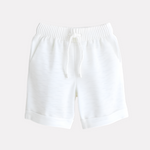 Printed T-shirt with White Melange Shorts Set