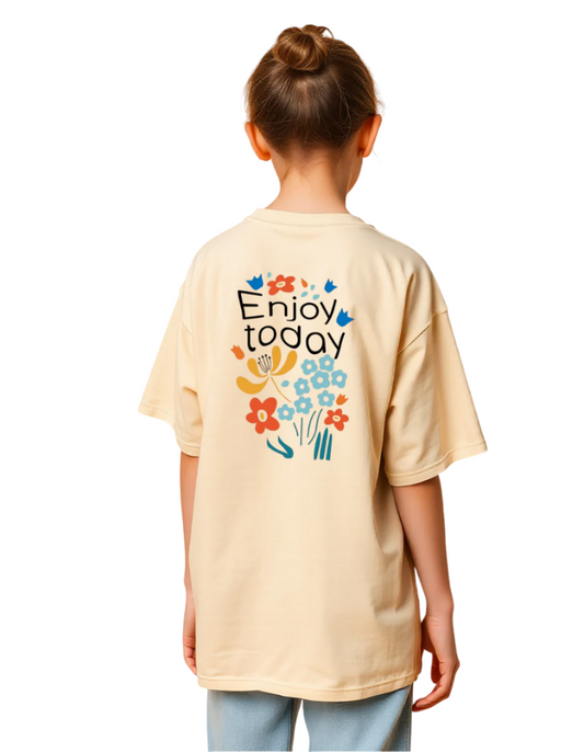 Girls Printed Extended Sleeves Oversized T-shirt