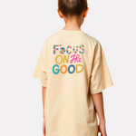 Girls Printed Oversized T-Shirt Beige Color