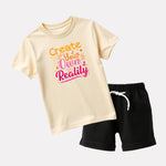 Girls Printed T-Shirt with Shorts Set
