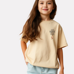 Girls Printed Oversized T-Shirt Beige Color