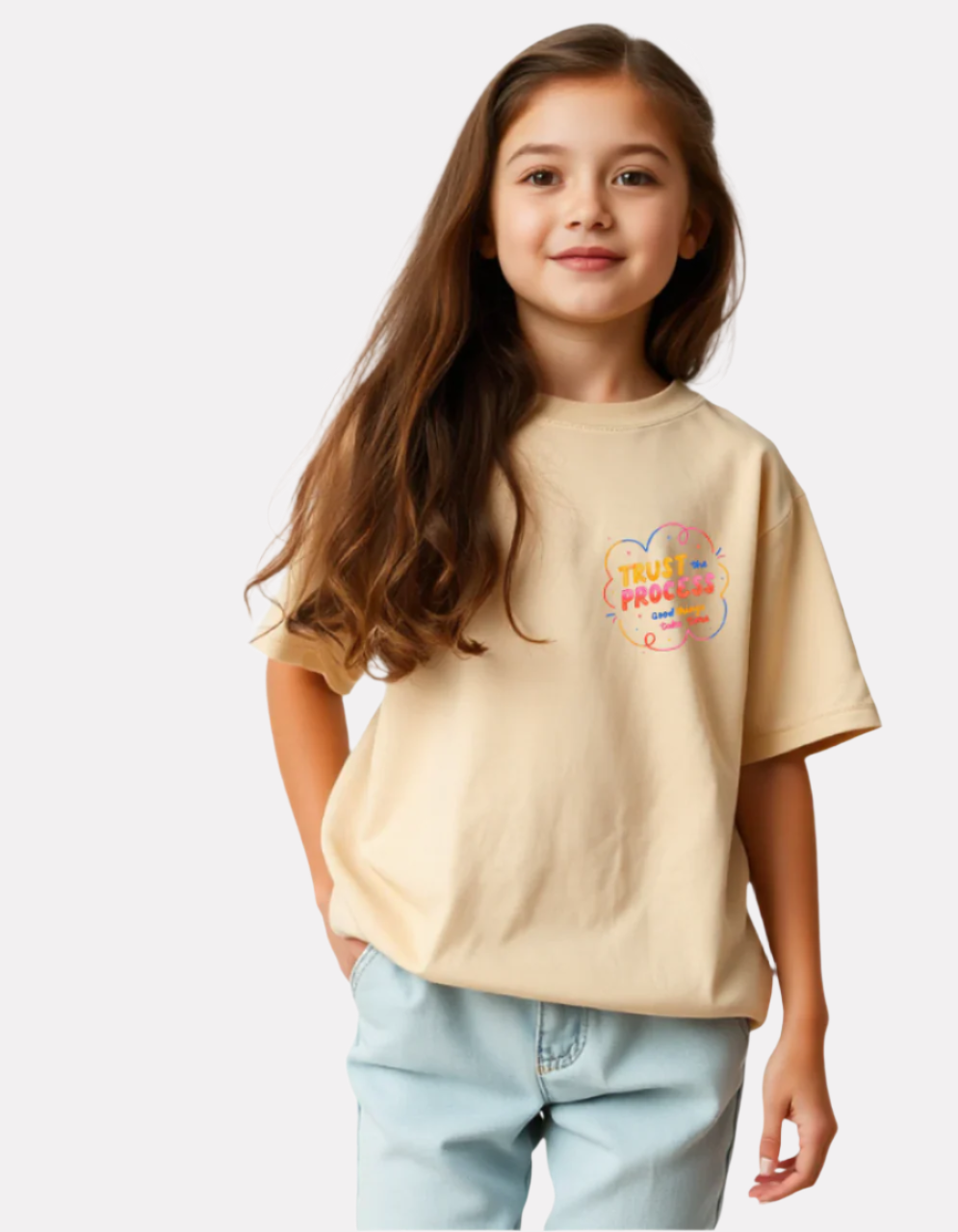 Girls Printed Extended Sleeves Oversized T-shirt