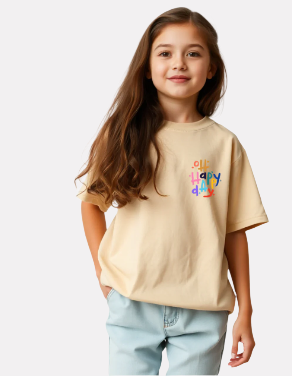 Girls Printed Extended Sleeves Oversized T-shirt