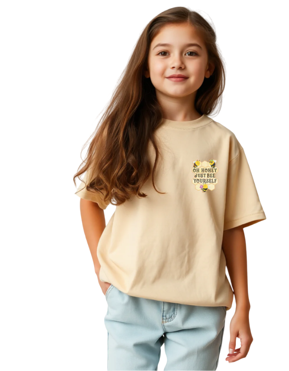 Girls Printed Extended Sleeves Oversized T-shirt