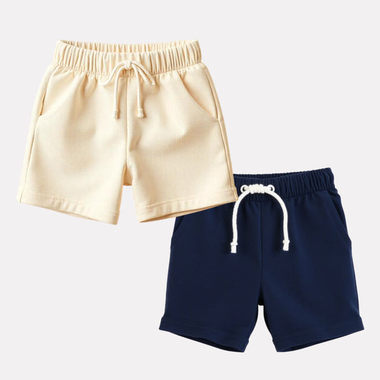 Boy Pack Of 2 Plain Pure Cotton Shorts