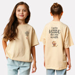 Girls Printed Oversized T-Shirt Beige Color