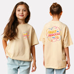 Girls Printed Extended Sleeves Oversized T-shirt