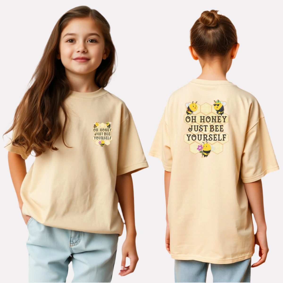 Girls Printed Extended Sleeves Oversized T-shirt