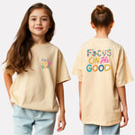 Girls Printed Oversized T-Shirt Beige Color