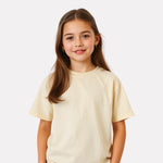 Girls Plain Round-Neck T-Shirt Beige Color