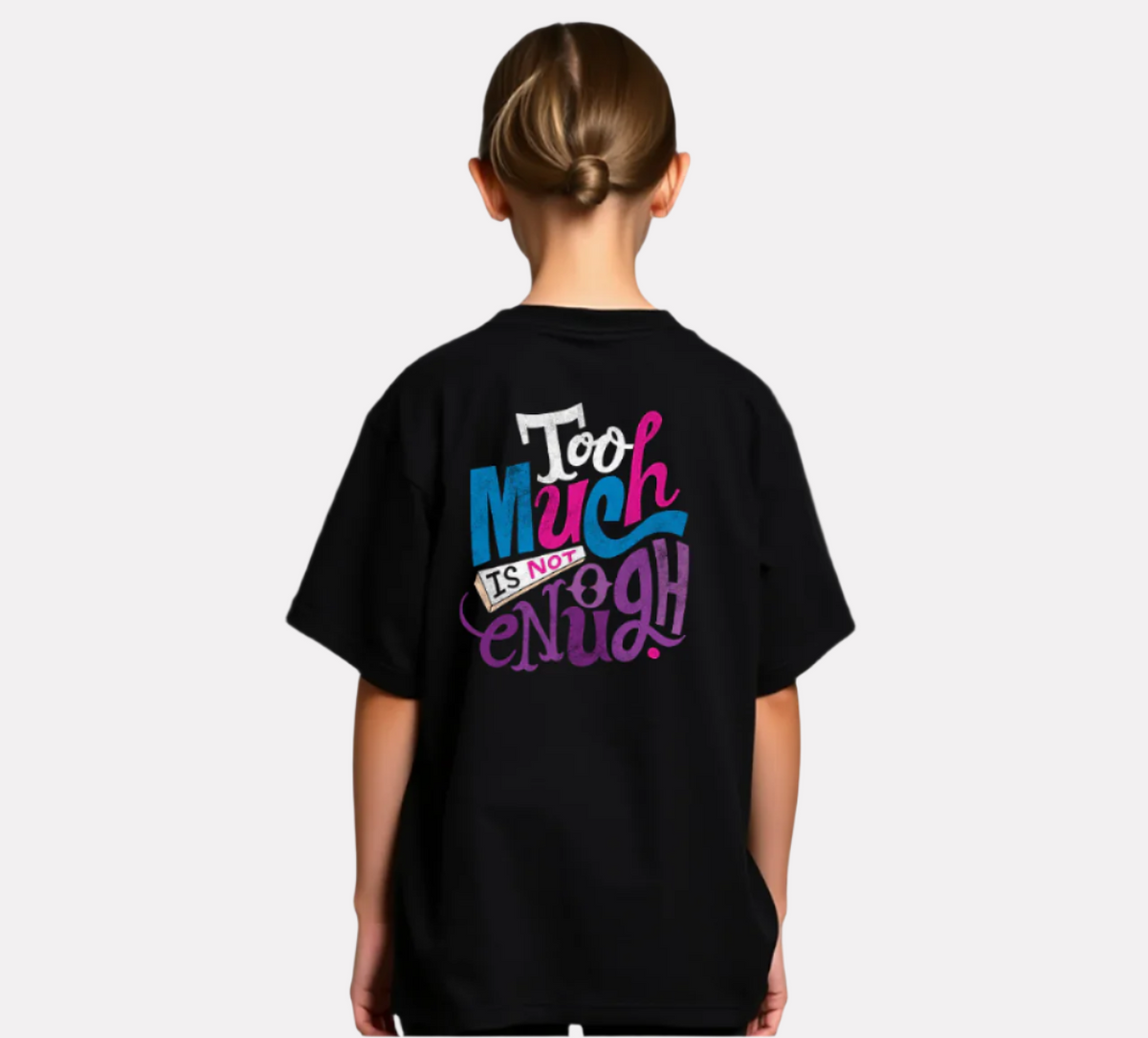 Girls Printed Oversized T-Shirt Black Color