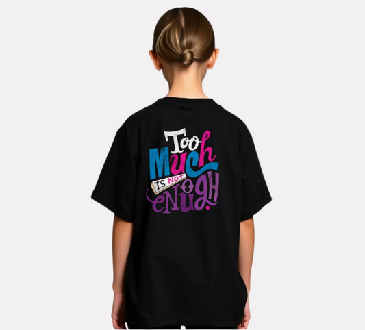 Girls Printed Oversized T-Shirt Black Color