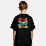 Girls Printed Oversized T-Shirt Black Color