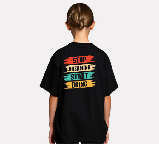 Girls Printed Oversized T-Shirt Black Color