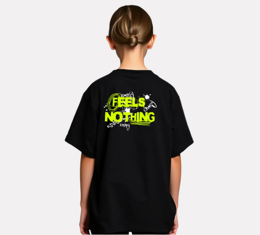 Girls Printed Oversized T-Shirt Black Color