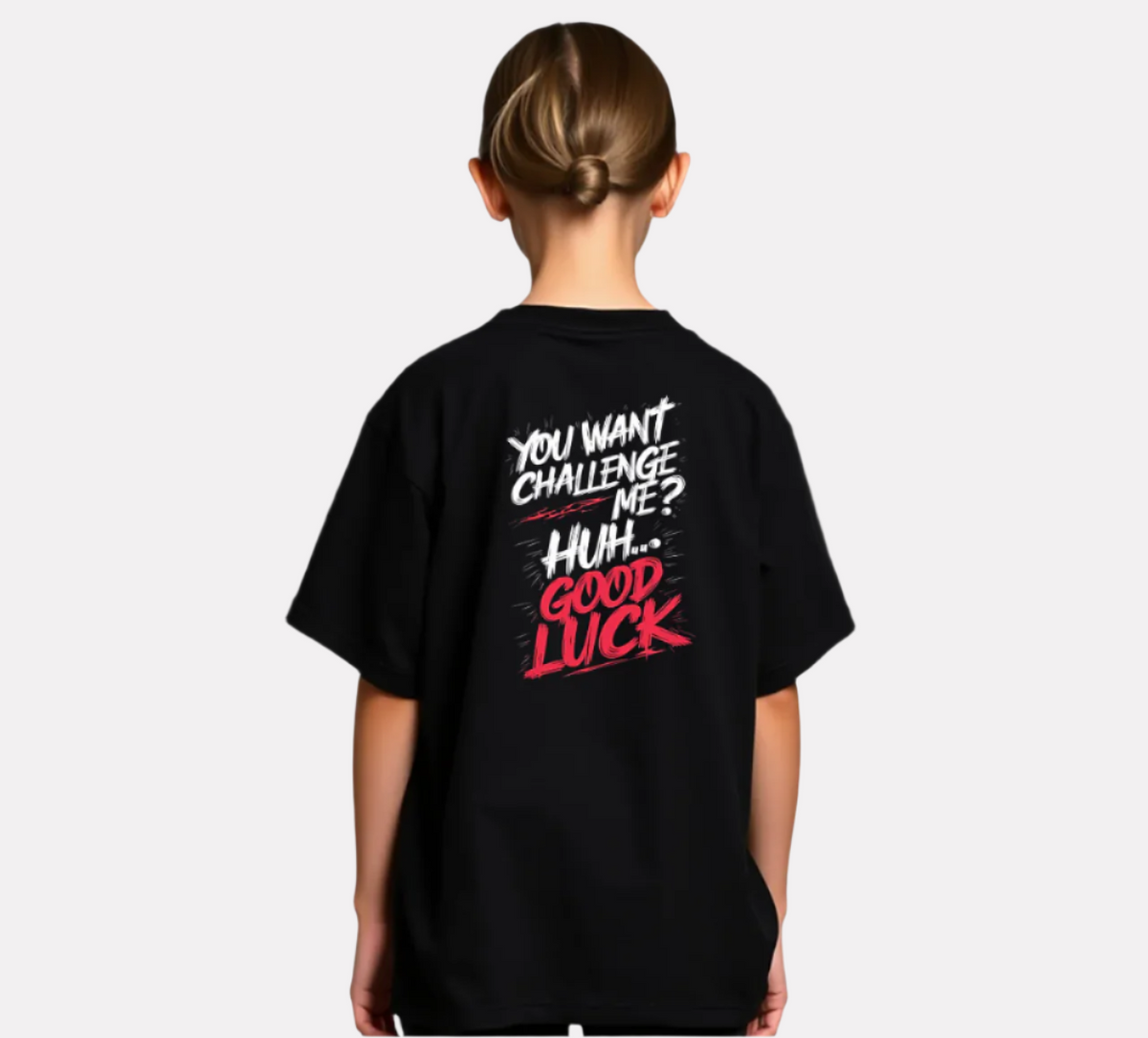 Girls Printed Oversized T-Shirt Black Color