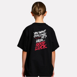 Girls Printed Oversized T-Shirt Black Color