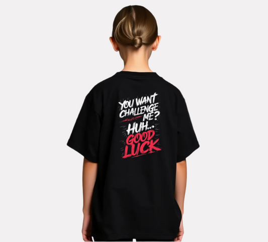 Girls Printed Oversized T-Shirt Black Color