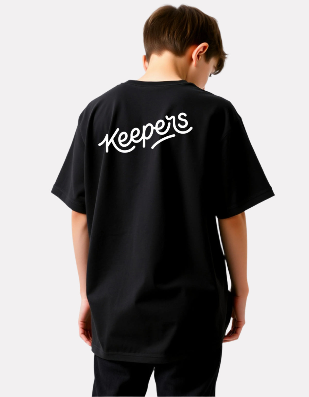Boys Printed Oversized Cotton T-Shirt (Black)