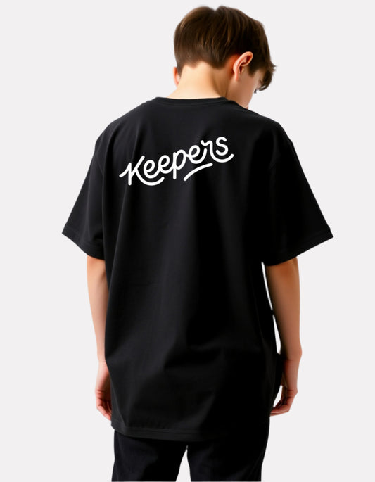 Boys Printed Oversized Cotton T-Shirt (Black)