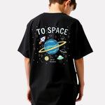 Boys Printed Oversized Cotton T-Shirt (Black)