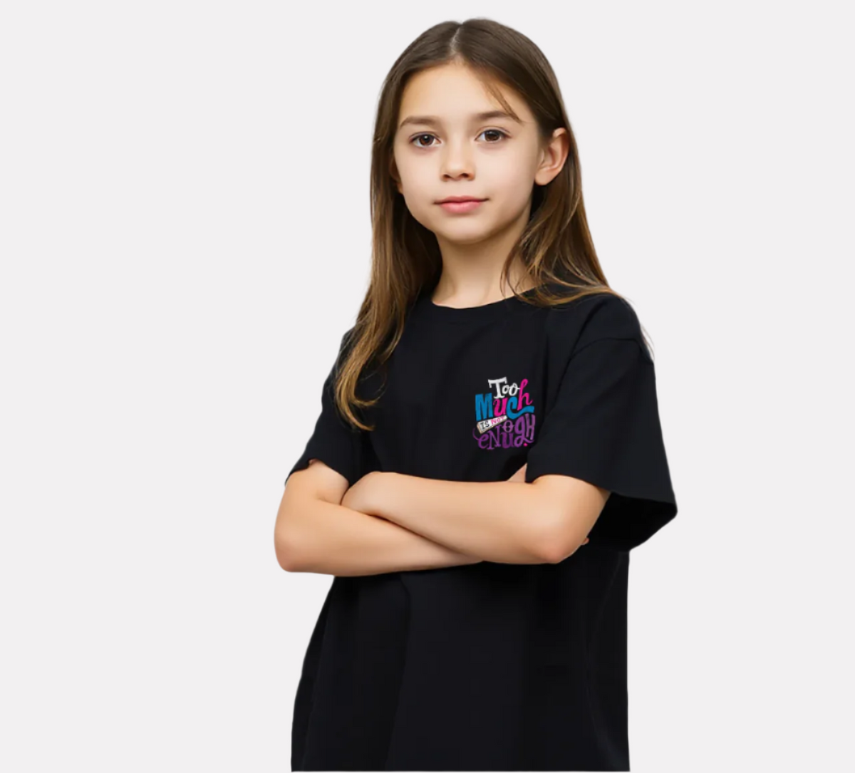 Girls Printed Oversized T-Shirt Black Color