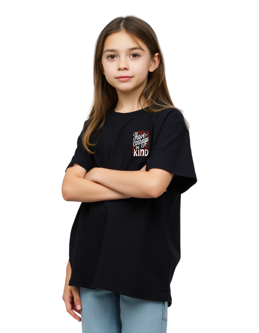 Girls Printed Extended Sleeves Oversized T-Shirt
