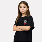 Girls Printed Oversized T-Shirt Black Color