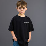 Boys Printed Oversized Cotton T-Shirt (Black)