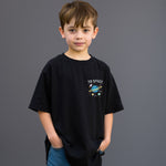 Boys Printed Oversized Cotton T-Shirt (Black)