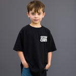 Boys Printed Oversized Cotton T-Shirt (Black)