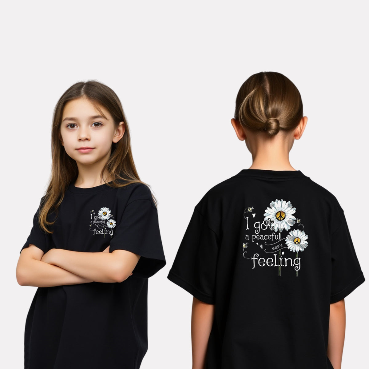 Girls Printed Extended Sleeves Oversized T-Shirt