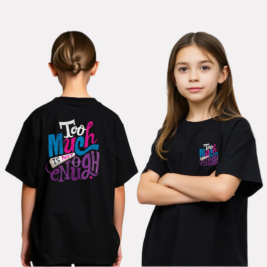 Girls Printed Oversized T-Shirt Black Color