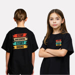 Girls Printed Oversized T-Shirt Black Color