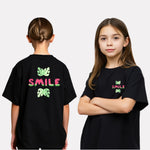Girls Printed Oversized T-Shirt Black Color