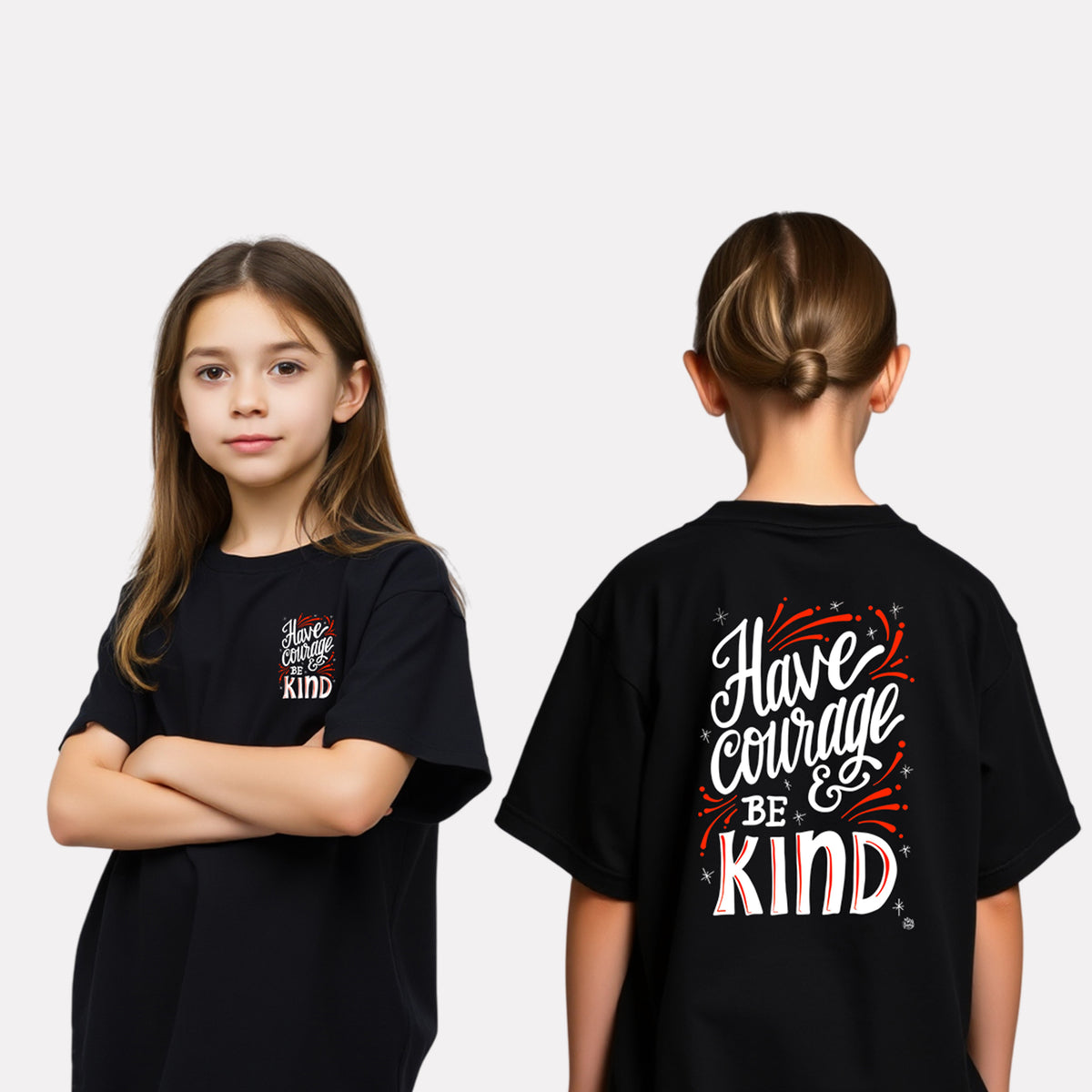 Girls Printed Extended Sleeves Oversized T-Shirt