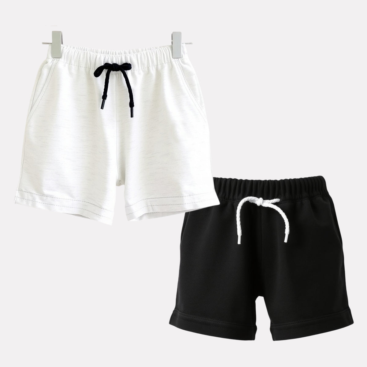 Girls Pack Of 2 Plain Pure Cotton Shorts