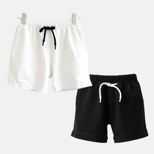 Boy Pack Of 2 Plain Pure Cotton Shorts