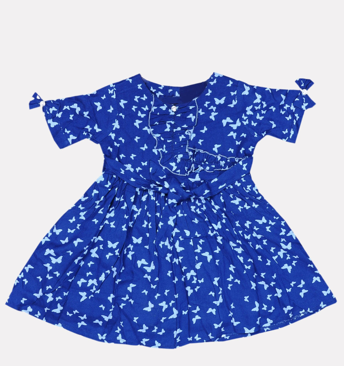Floral Print Round-Neck Dress Half Sleeve