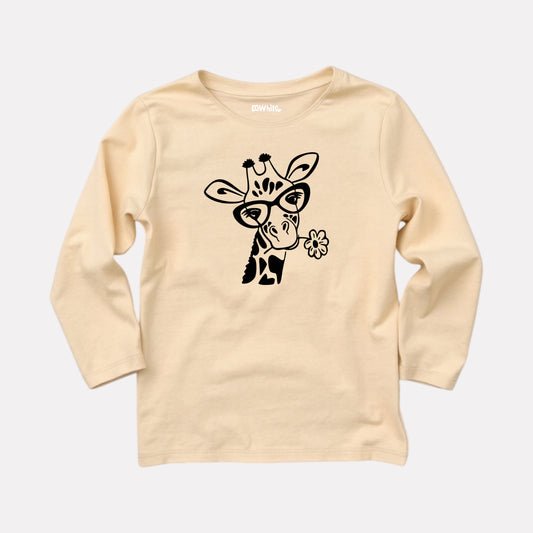 Beige Cotton Printed Full Sleeve T-Shirt for Boys