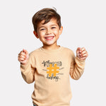 Beige Cotton Printed Full Sleeve T-Shirt for Boys