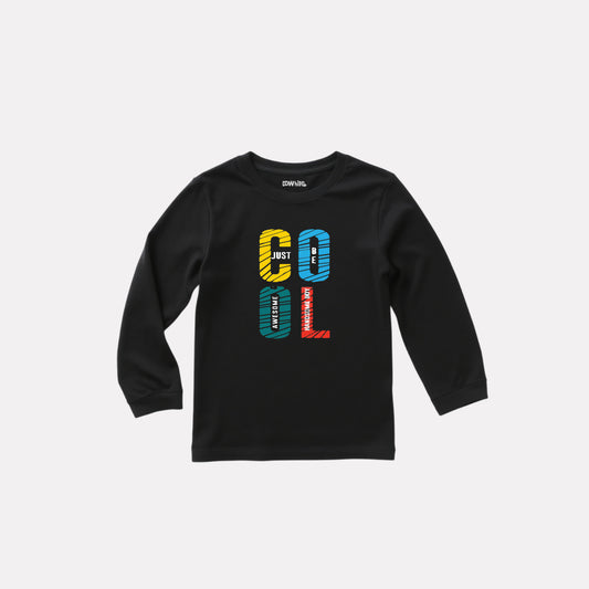 Black Cotton Printed Full Sleeve T-Shirt for Boys