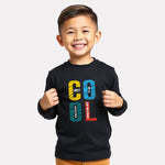 Black Cotton Printed Full Sleeve T-Shirt for Boys