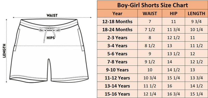 Size Chart for Cotton Regular Fit Casual Shorts (Beige Color)