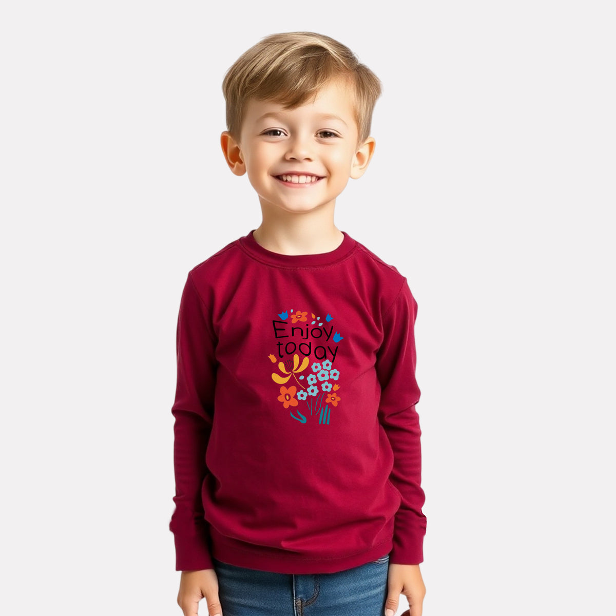 Boy Stylish Cotton Printed Full Sleeve T-Shirt