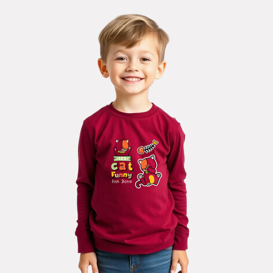 Boy Stylish Cotton Printed Full Sleeve T-Shirt