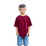 Boys’ Oversized Plain Cotton Tee (Maroon)