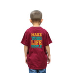 Boys’ Oversized Printed Cotton Tee (Maroon)