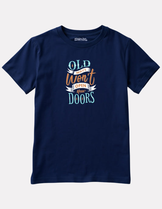 Printed Navy Blue Cotton T-Shirt for Boys